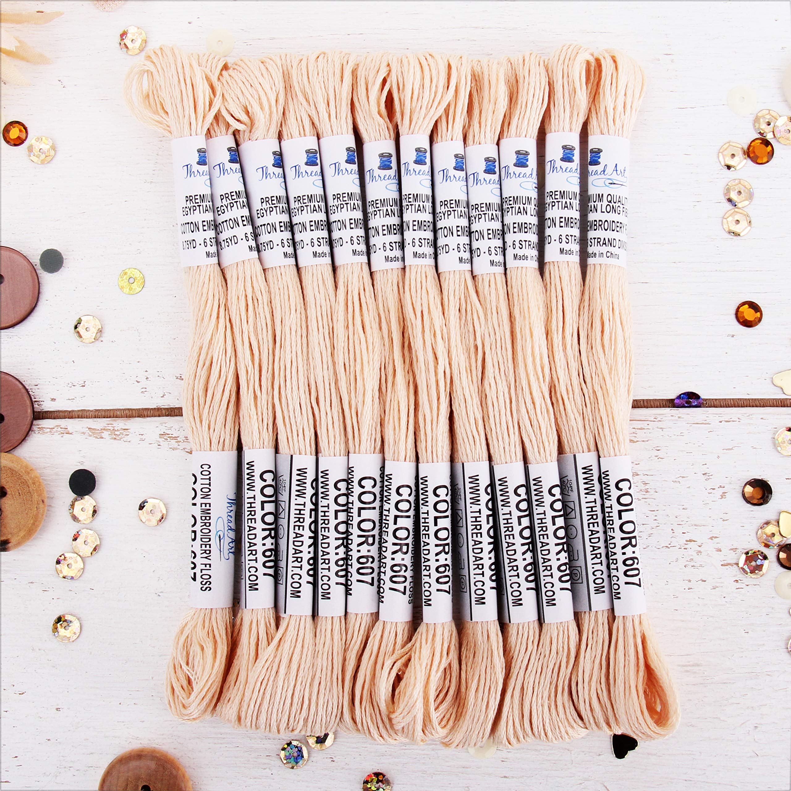 12 Skeins ThreadArt Cotton Embroidery Floss, Light Peach