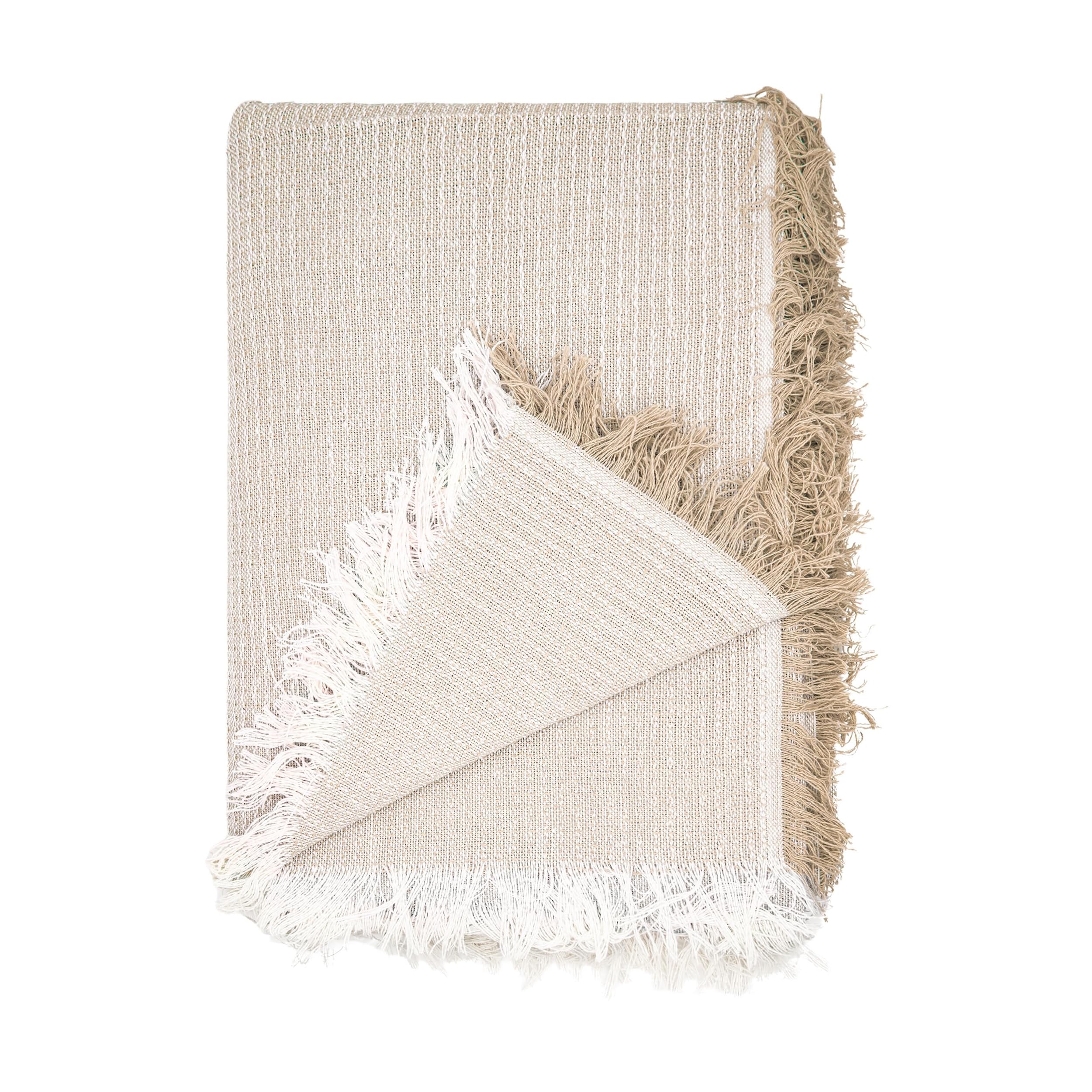 Colcha Multiuso para Sofá de 3 plazas, Manta Foulard, Cubre Cama (135/150) y Cubre Sofá de 85% Algodón y 10% Poliéster Fabricado en España (Beige, 230x260cm)
