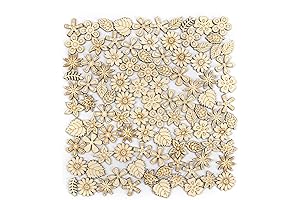 AUEAR Mixed Wooden Flower Leaf Pattern Handmade Wodden Crafts