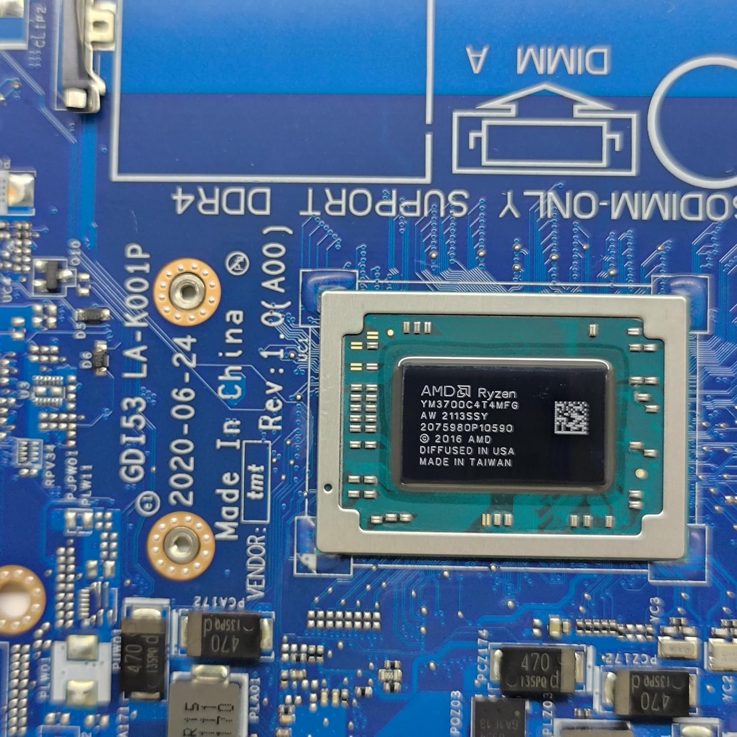 Replacement Laptop Motherboard GDI53 LA-K001P for Dell inspiron 3505 System Board Ryzen 7 3700U Processor 0DRFWY DRFWY