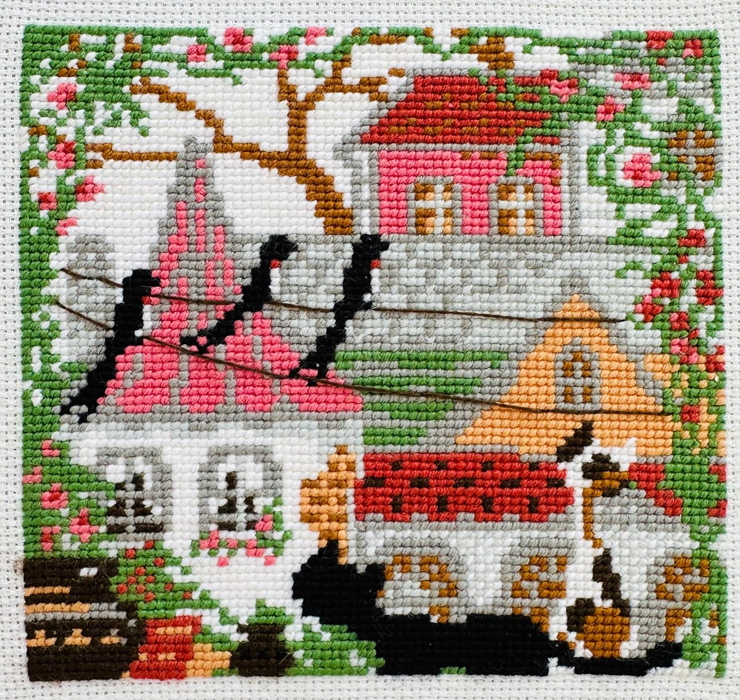 RIOLIS City & Cats Summer 612, Cat Lovers Cross Stitch Kit 5,12" x 5,12", Cross Stitch Kits for Beginners & Advanced, Crossstitching Kits Adult, Counted Stitching Kits, Cat Embroidery Kit