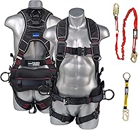 Palmer Safety Akula Premium Full Body Safety Harness Kit with Aluminum 3D D-Ring, 6' Lanyard & Extender - OSHA ANSI Compliant Fall Protection