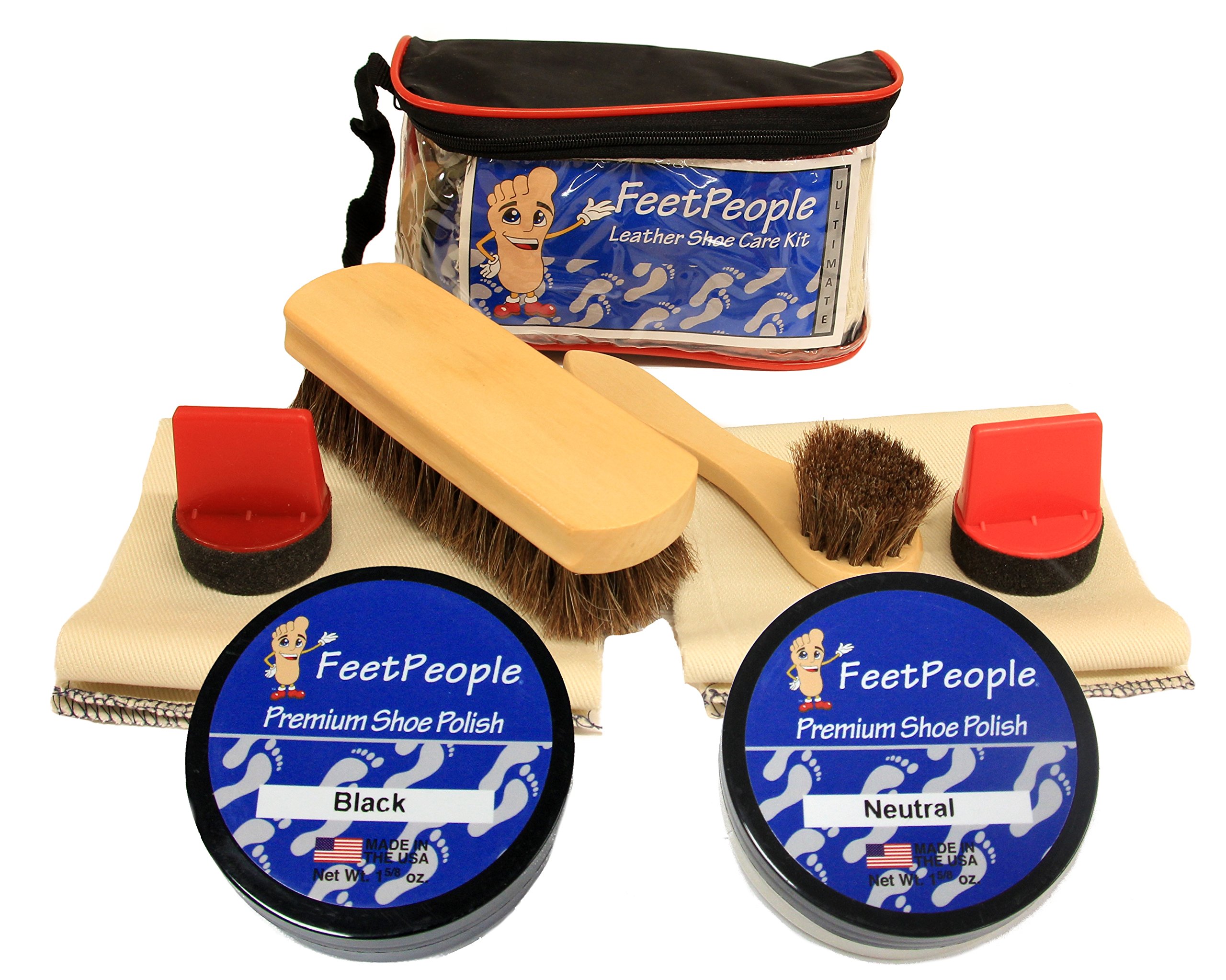 FeetPeople Ultimate Lederpflegeset mit Reisetasche, Schwarz/Neutral, Einheitsgröße