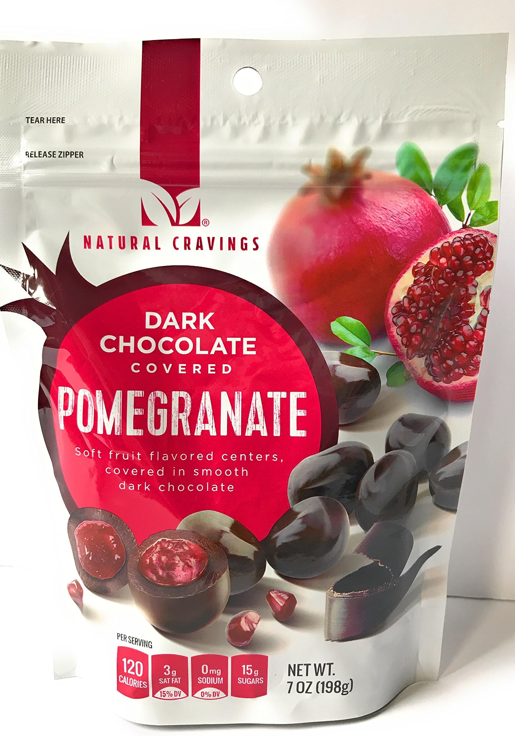 Chocolate Covered Pomegranates - One 7 ounce Package of Dark Chocolate Covered Pomegranates - Delicious!
