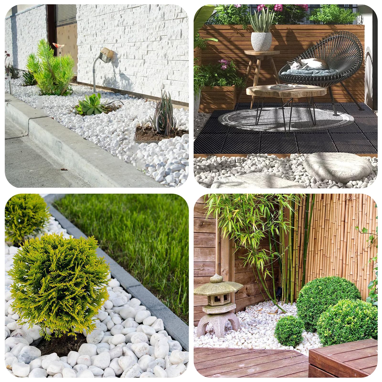 Weiße Steine für Landschaftsbau, 9 kg Flussfelsen für Gartenlandschaftsbau, 3,5 - 5,1 cm Kieselsteine für Zimmerpflanzen, dekorative weiße Steine, ideal für Aquarien, Vasen, Basteln