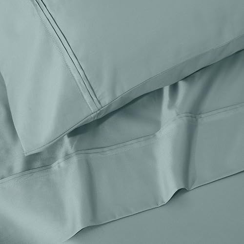 Miniatura 4 de Superior Juego de fundas de almohada estándar de 1200 hilos, 100% algodón egipcio, suave y transpirable, 2 piezas, color verde azulado