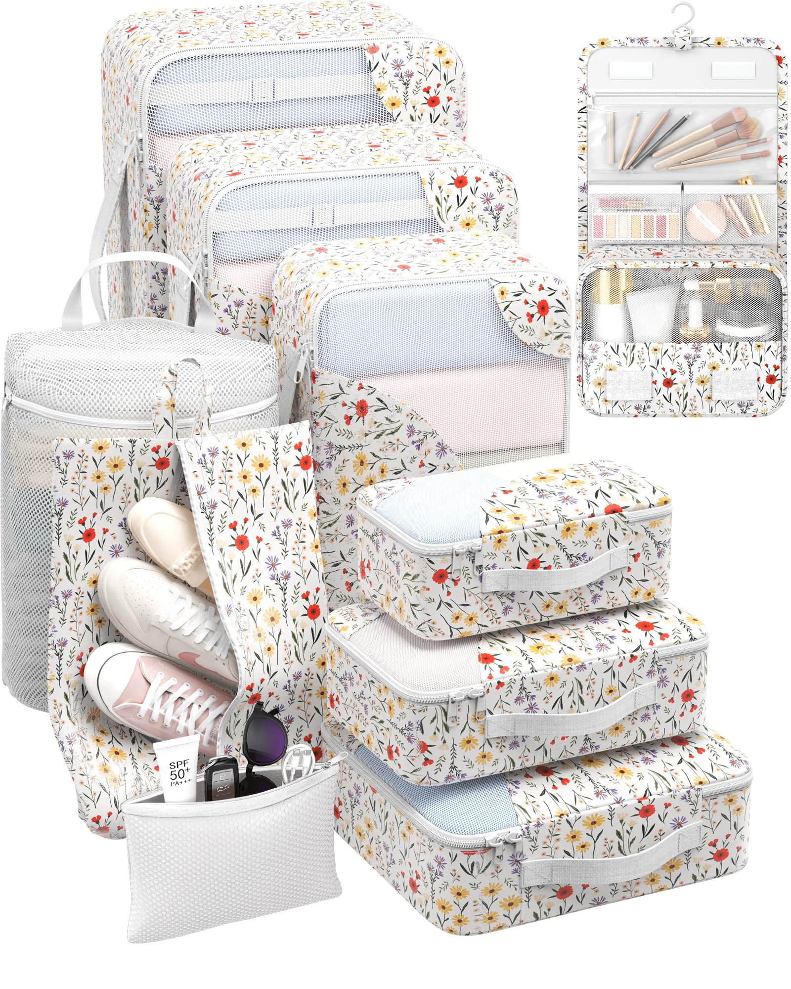 OlarHike 10 Set Packing Cubes for Travel,Gifts for Women Mom,Anti-Tearing Suitcase Organizer,with Over 1000 pcs Mesh Holes,Vacation Essentials &amp; Accessories for Cruise Ship