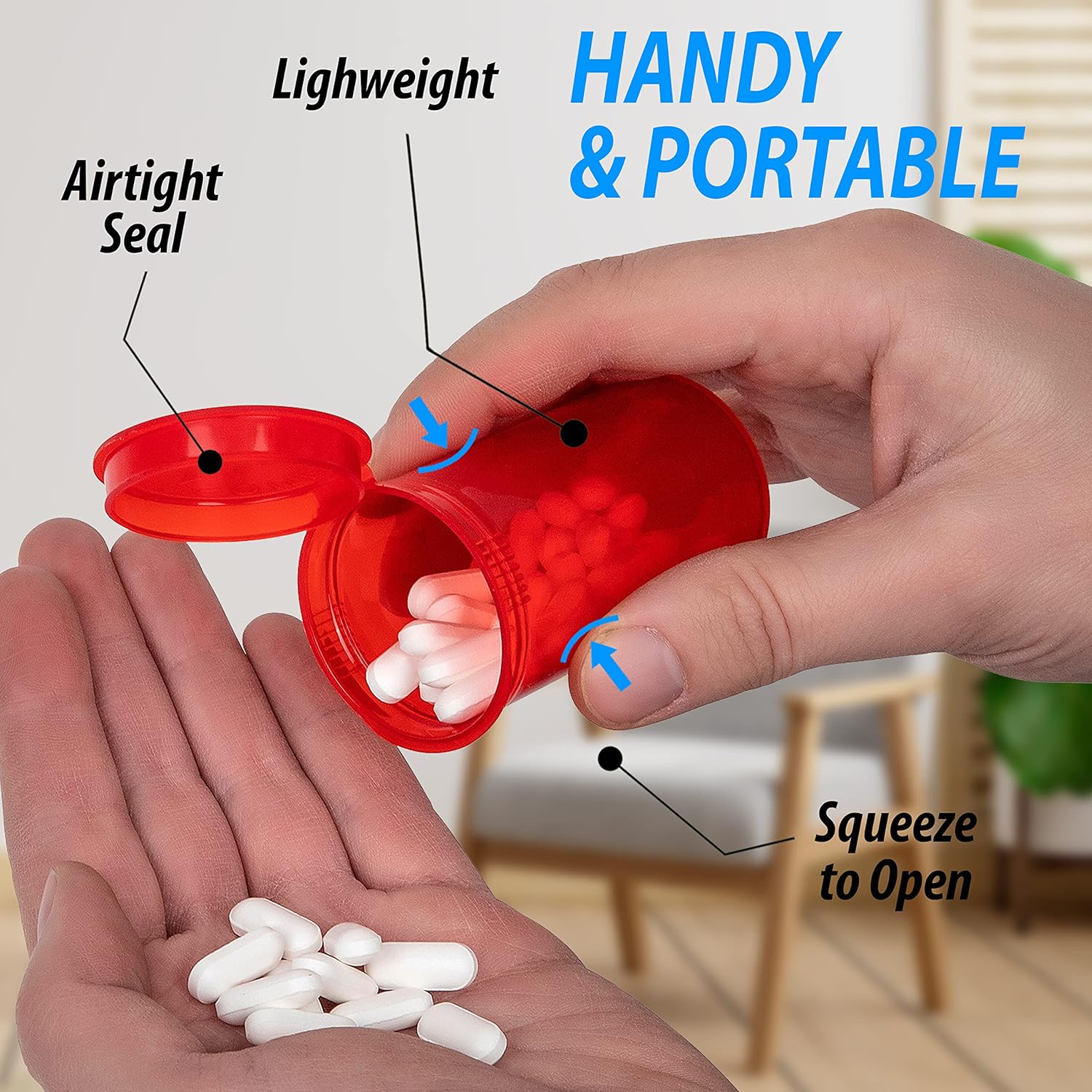 Buy Pill Bottles with Caps MultiUse Airtight Pop Top Opening