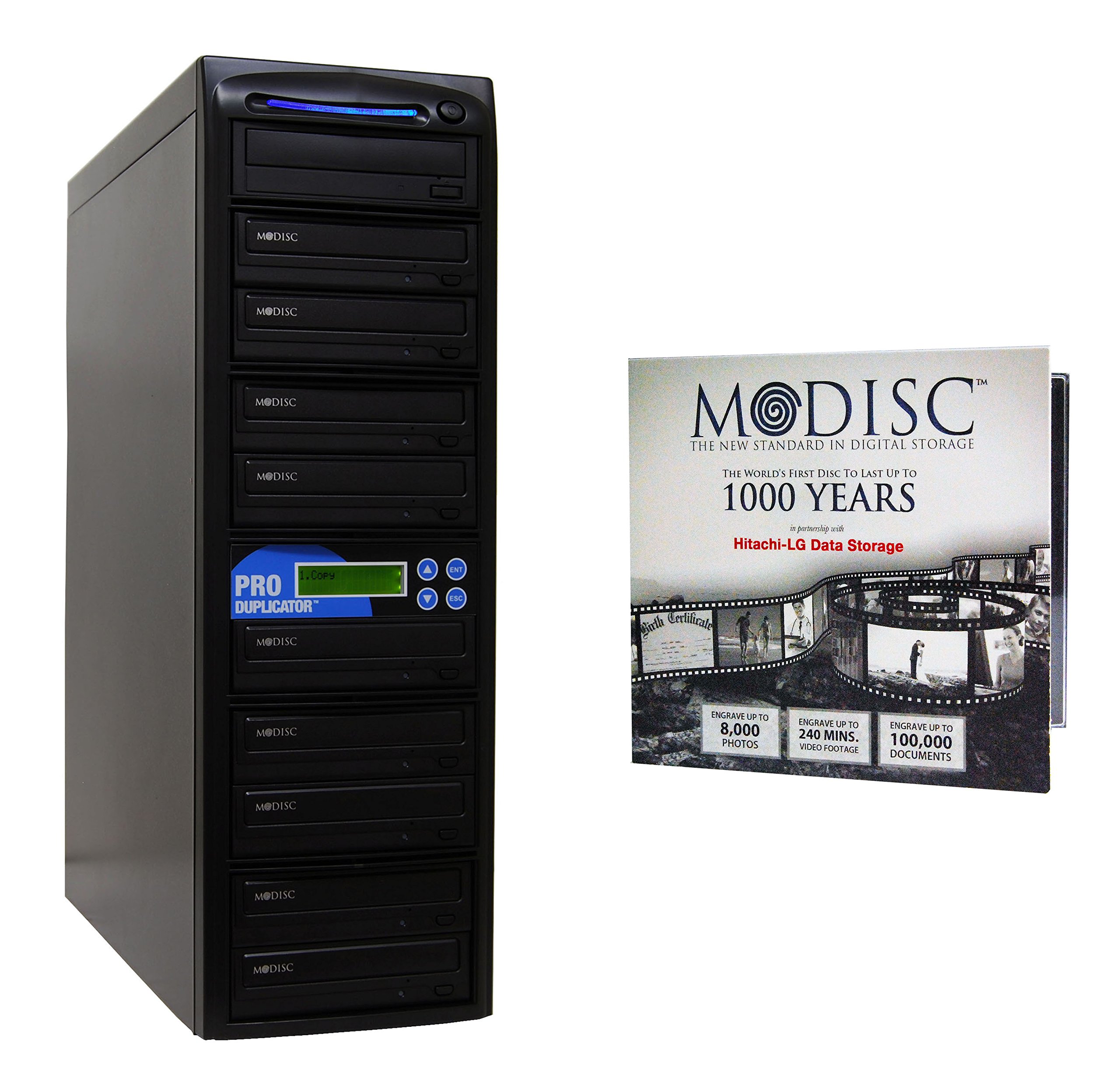 Produplicator 1 to 9 M-Disc Support CD DVD Duplicator Bundle with 1 Pack M-DISC DVD (Up to 24X DVD Burn Speed, Standalone Duplication Tower)