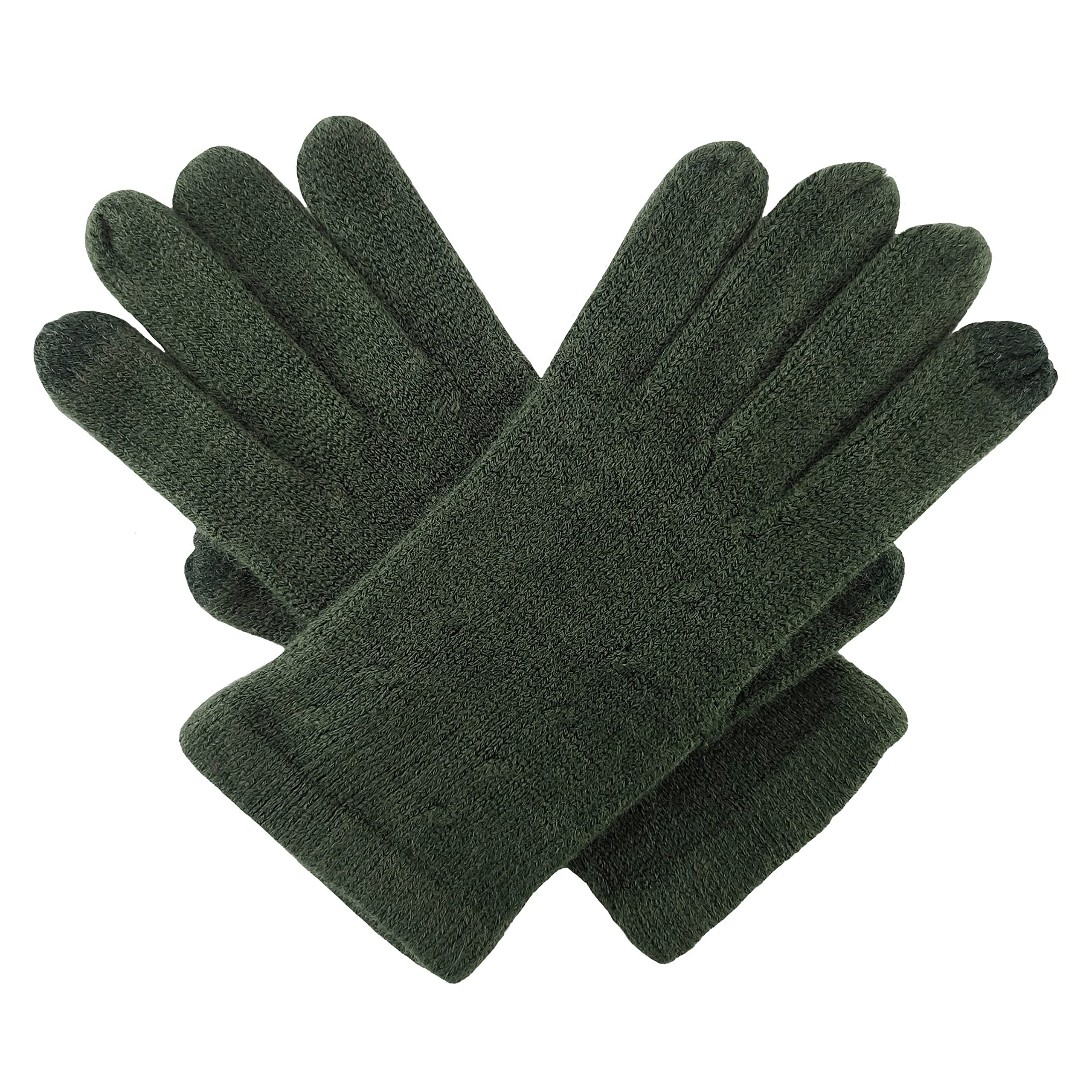 BRUCERIVER Sciarpa e guanti da donna a maglia con funzione touch screen cashmere sensazione cavo design (Christmas Green Touchscreen)