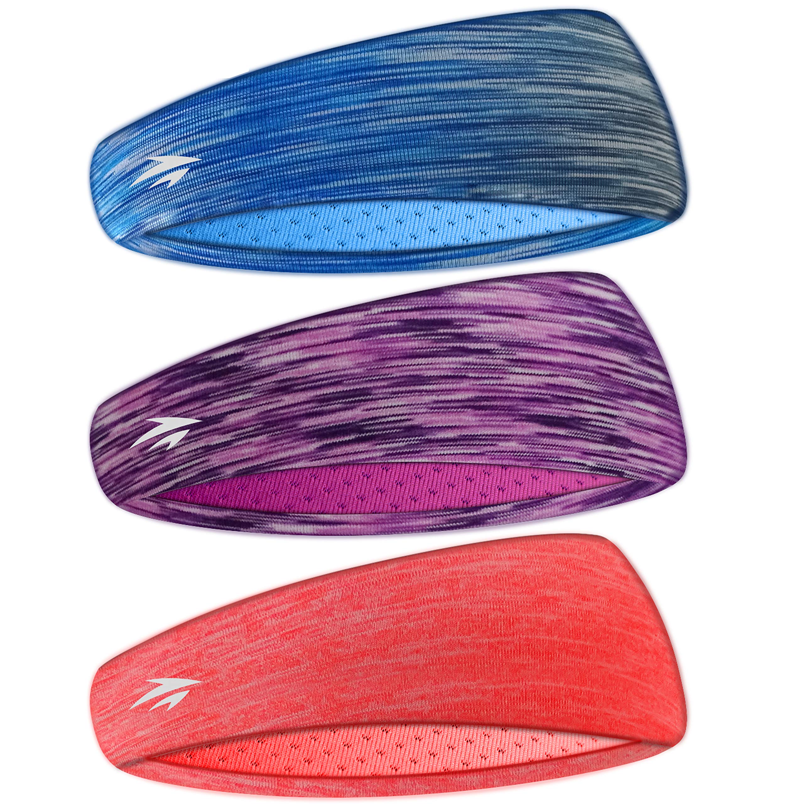 Zollen Mens Headbands 3 Packs Guys Sweatband and Sports Headband for Men for Running, Cross Training, Racquetball, Working Out