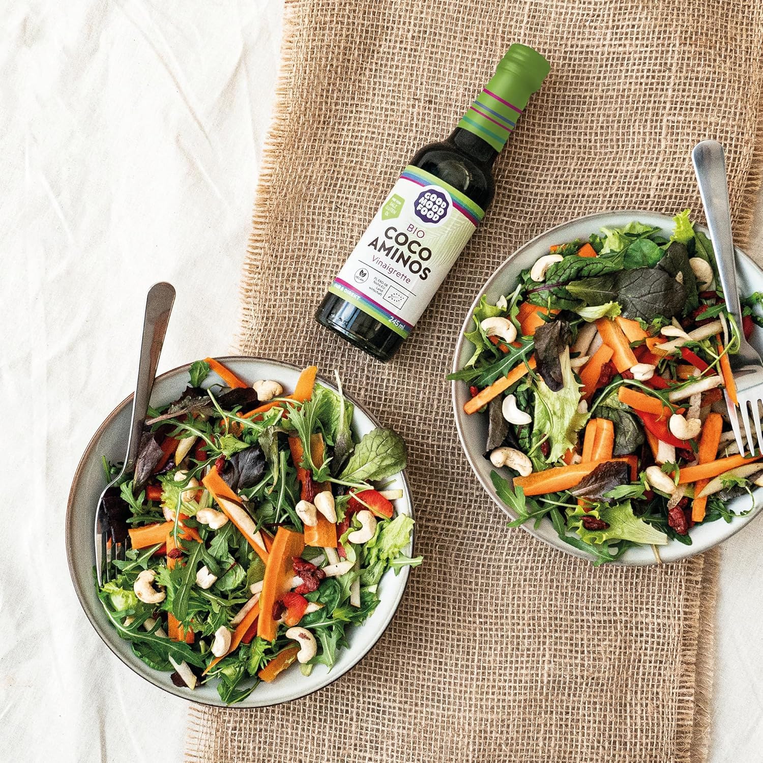Goodmoodfood Bio Coco Aminos Vinaigrette 2x245ml - Vegan, Glutenfrei, Ölfrei, Salzfrei, 100%Bio Naturprodukt von den Philippinen, aus Kokosblütenessig & Kokosblütensirup - Dressing, Marinade, Topping