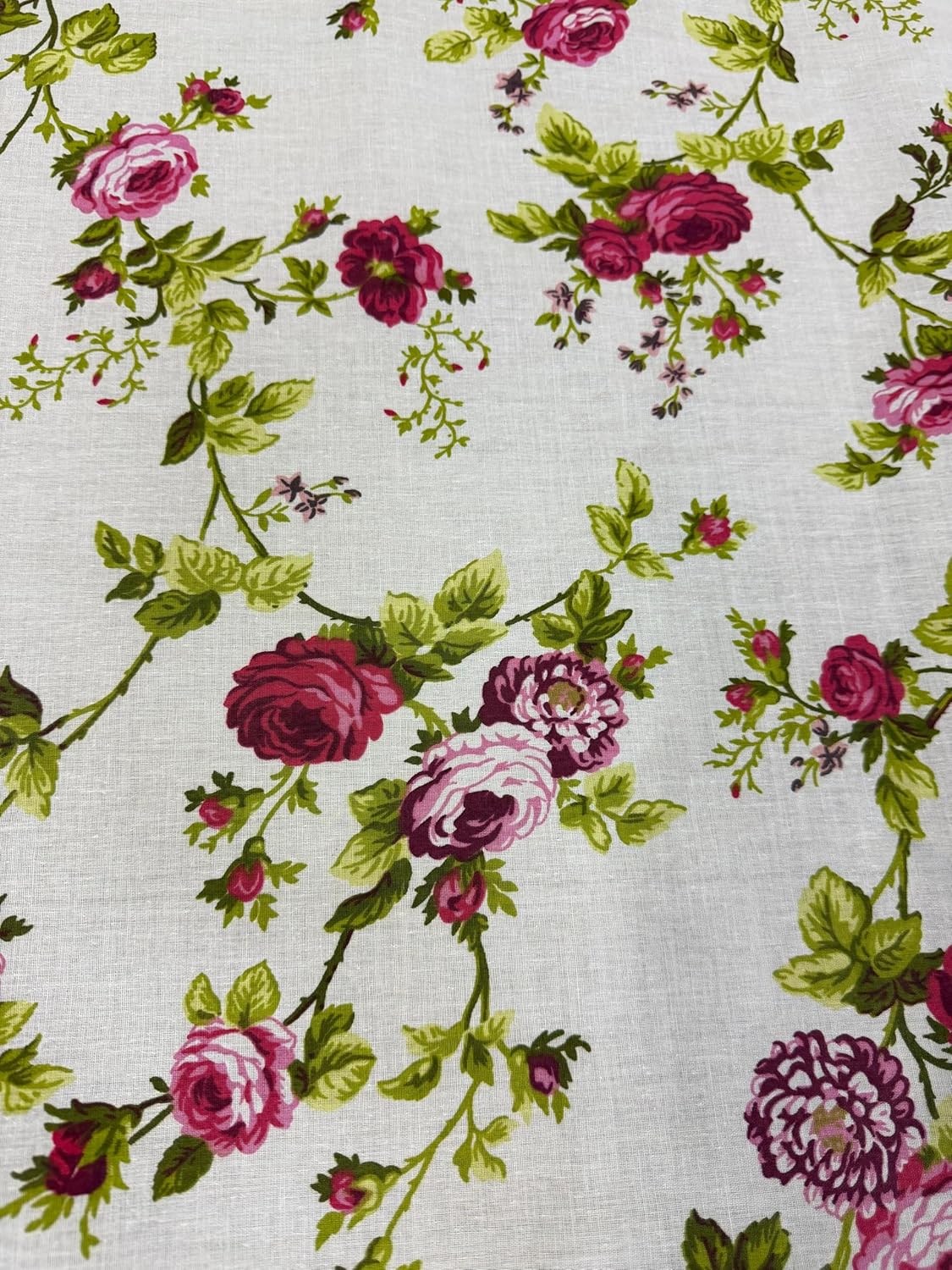Sedona Designz 60" Wide Rose Print Polycotton Broadcloth Fabric – 50/50 Cotton Polyester – Soft, Lightweight Fabric for Dresses, Crafts, Quilting, Home Décor & Sewing Projects