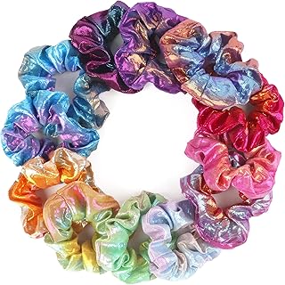 Beauty.H.C シャイニーメタリック シュシュ 伸縮ヘアバンド ヘアタイロープ シュシュ ソフトヘアボブル ポニーテールホルダー用 ファション ヘアシュシュ ガールズパーティーのお気に入り 12個