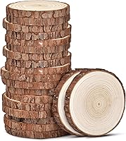 LESUMI 20 Pack Unfinished Natural Wood Slices with Bark, 3.5-4 Inch DIY Craft Kit for Coasters, Ornaments, Kids Crafts & Rustic Wedding Decor