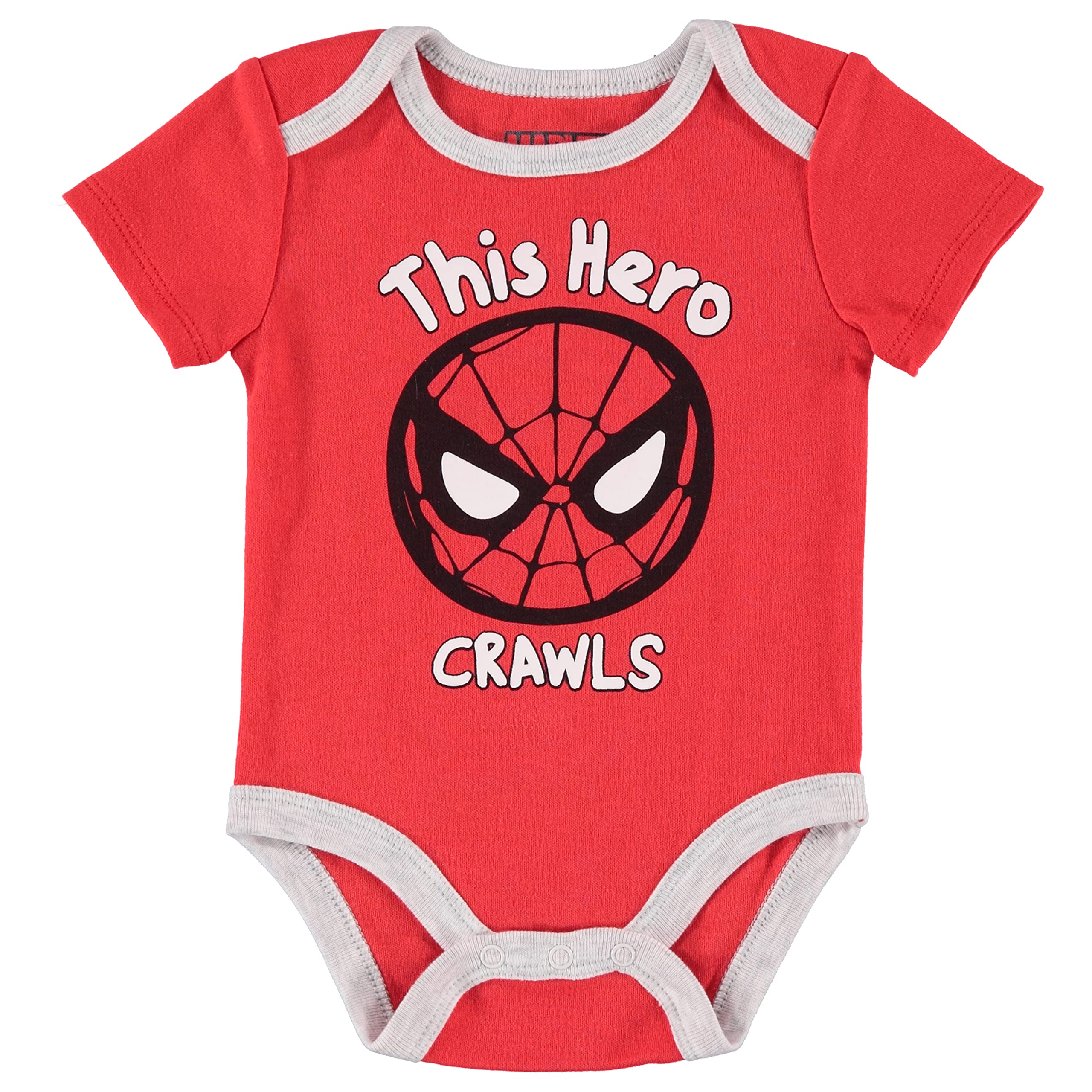 Marvel Baby Boys Spider-Man - Conjunto de ropa de bebé de 3 piezas con mameluco, pantalones y sombrero. Body de una pieza
