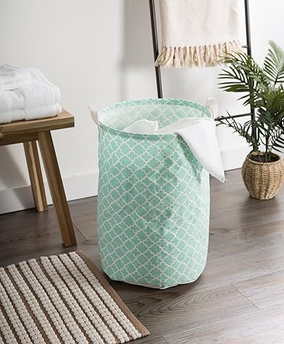 Miniatura 6 de DII Laundy Collection, cubo plegable recubierto de polietileno, celosía aguamarina, cesta para la ropa sucia