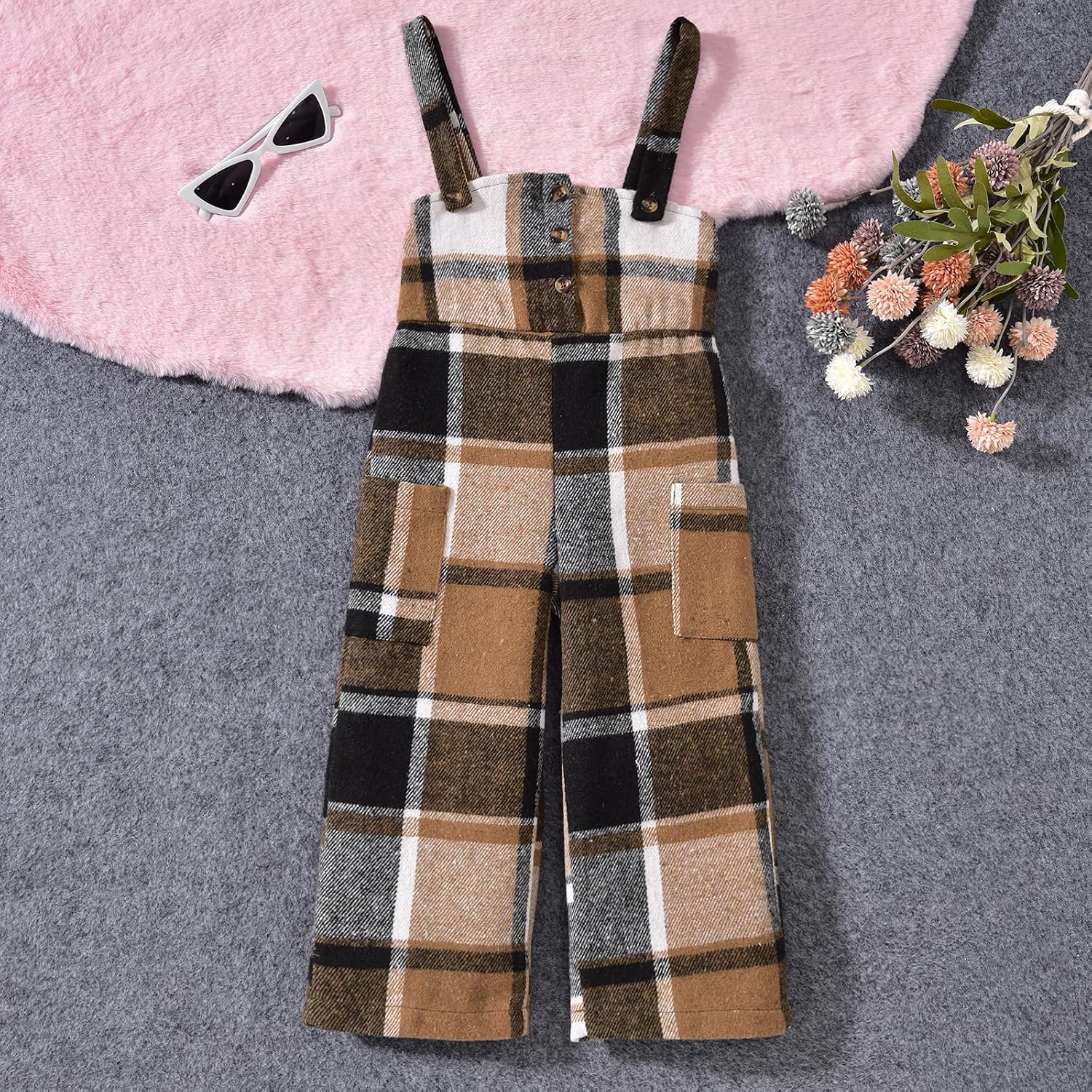HINTINA Toddler Girl Corduroy Pinafore Overall Jumpsuit 2 Pieces Outfits