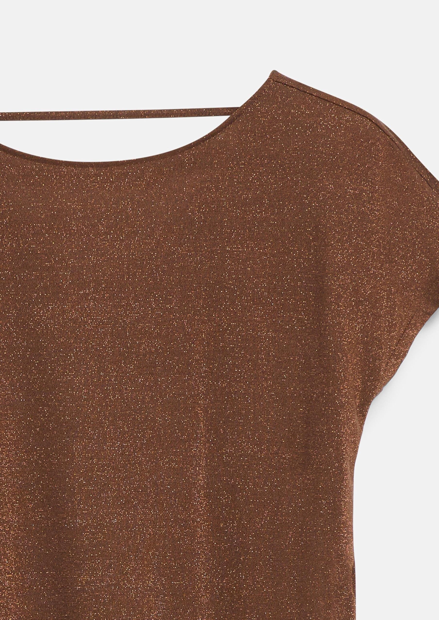 s.Oliver Damen T-Shirt – Jersey, V-Ausschnitt, Regular Fit, schimmernd, Rückenausschnitt