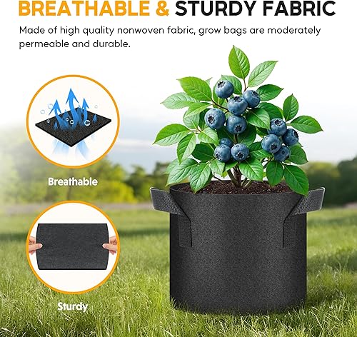 Vista 18 de HealSmart Paquete de 12 bolsas de cultivo no tejidas de 2 galones, macetas de tela de aireación con asas, adecuadas para frutas de jardín, verduras