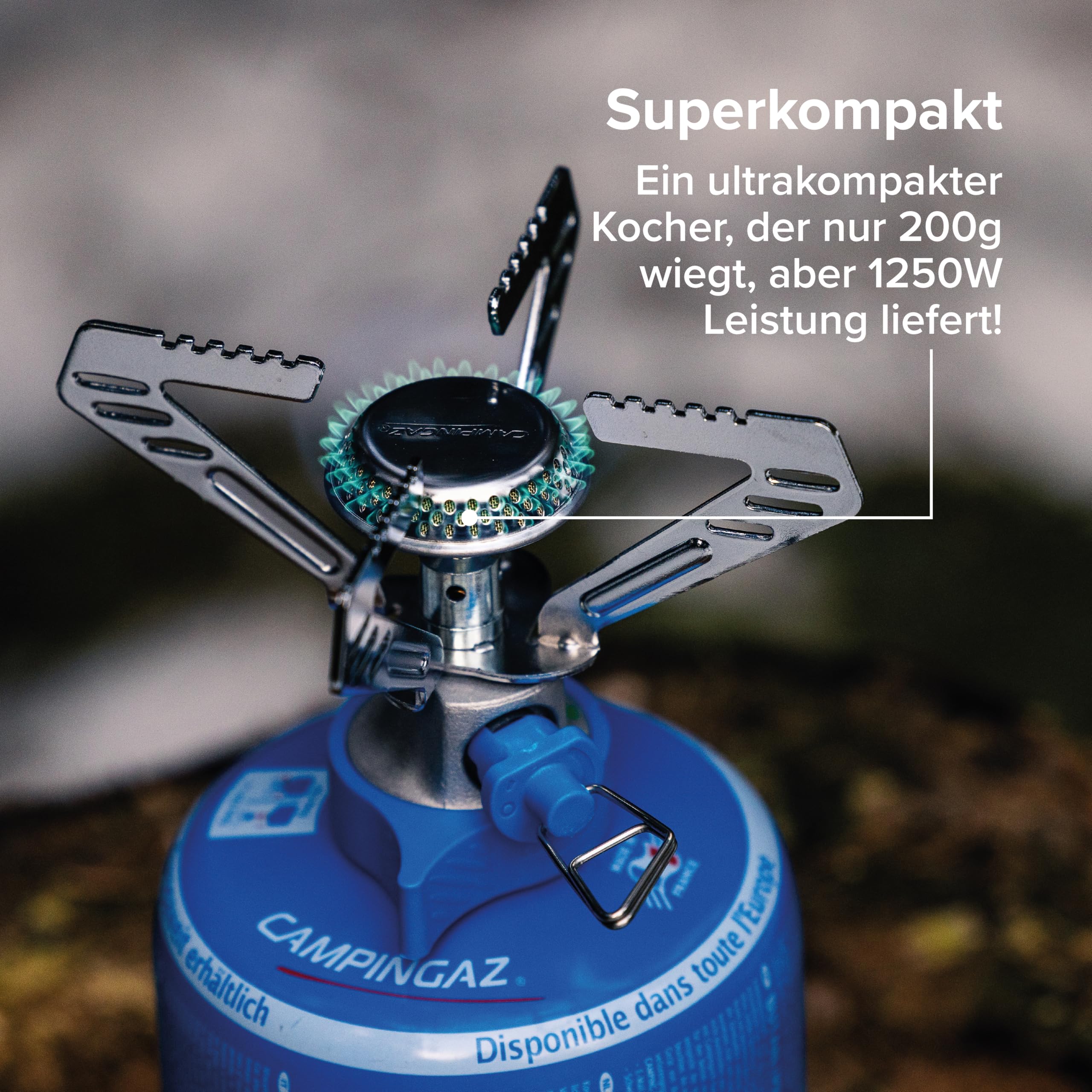 Campingaz Camping Connect Gaskocher | Mit einfachem Klickanschluss und Doppelverriegelung | Leichter 1-Flammen-Campingkocher | 1-Brenner Kocher | Hohe Leistung 1250 W | Camping und Festivals