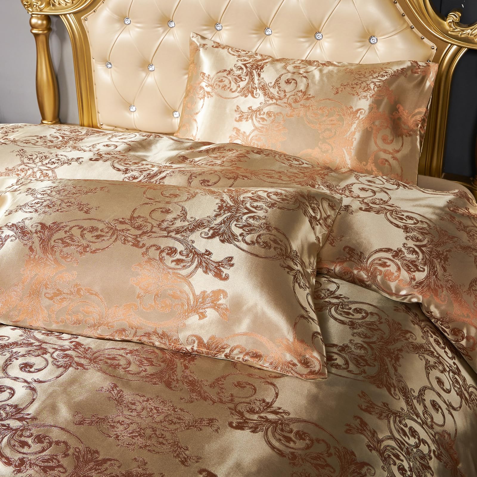 Parure de lit jacquard 220x200 cm avec housse de couette baroque fleurie