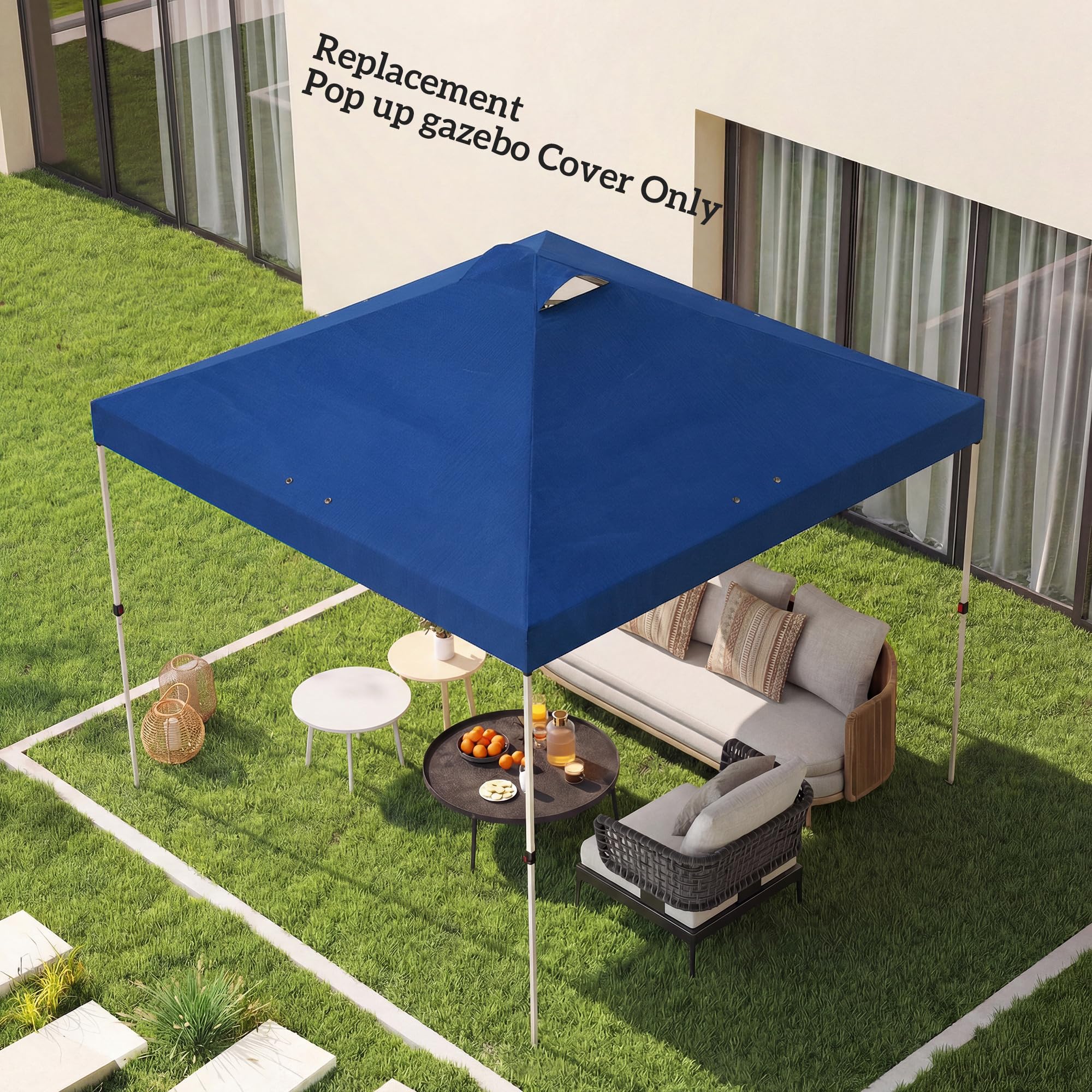 Outsunny 3 x 3(m) Pop Up Gazebo Canopy Replacement Cover with 8 Drainage Holes and Double Vents, UV50+ Waterproof Canopy Cover Replacement Top, Blue — view 8