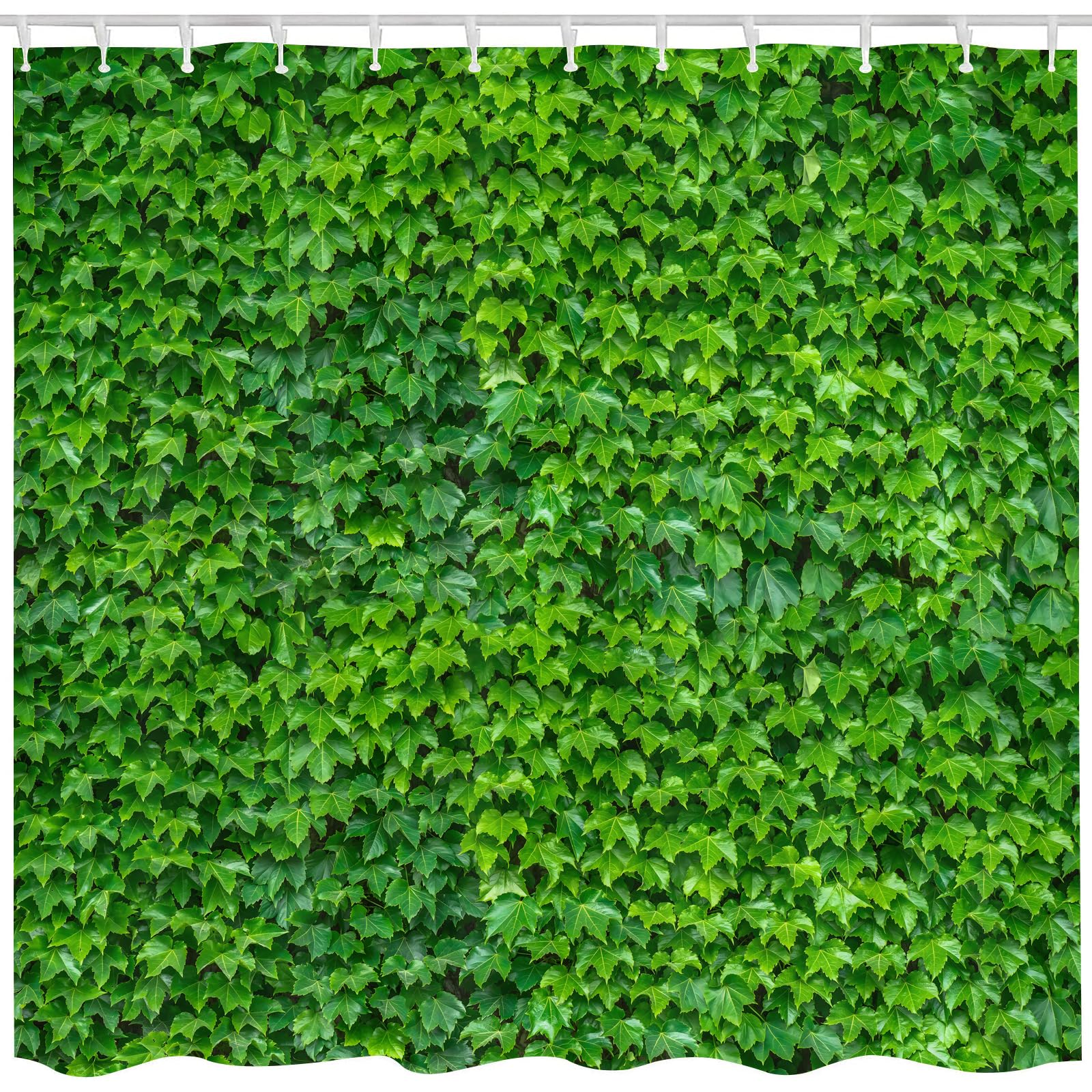 Qucarder Men's Green Leaf Wall Shower Curtain Outdoor Garden Theme Bath Curtain Waterproof Shower Curtains For Bathroom Decor With 12 Hooks 72X72 Inch