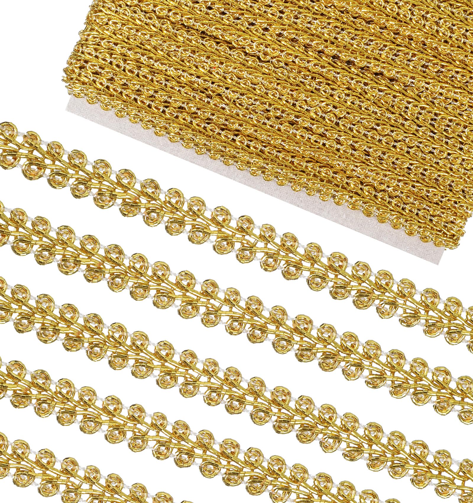Photo 1 of 10 Yards Gold Lace Trim, 0.4 Inch Gold Trim for Sewing Braid Golden Lace Ribbon for Borders Indian Fabric Trims, Sewing DIY Crafts, Wedding & Bridal Costumes Embellishments Gimp Trims