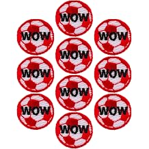 Embroidered Wow Iron-On Soccer Award Patches, 1 Inch Diameter