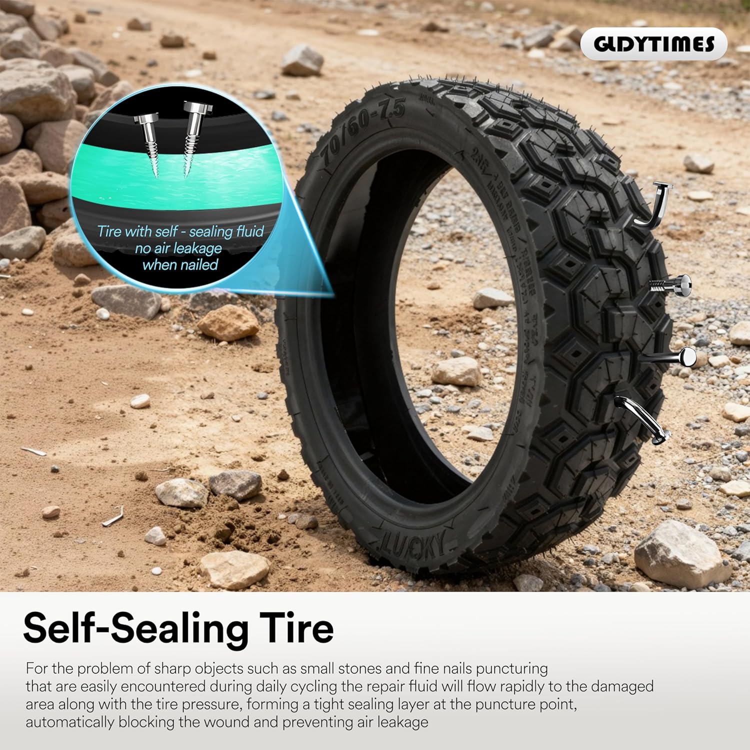 70/60-7.5 Tubeless Tire,11x2.75 Off-Road Tire for Segway MAX G3 / ZT3 / ZT3 Pro Electric Scooter,Non-Slip Replacement Wheel