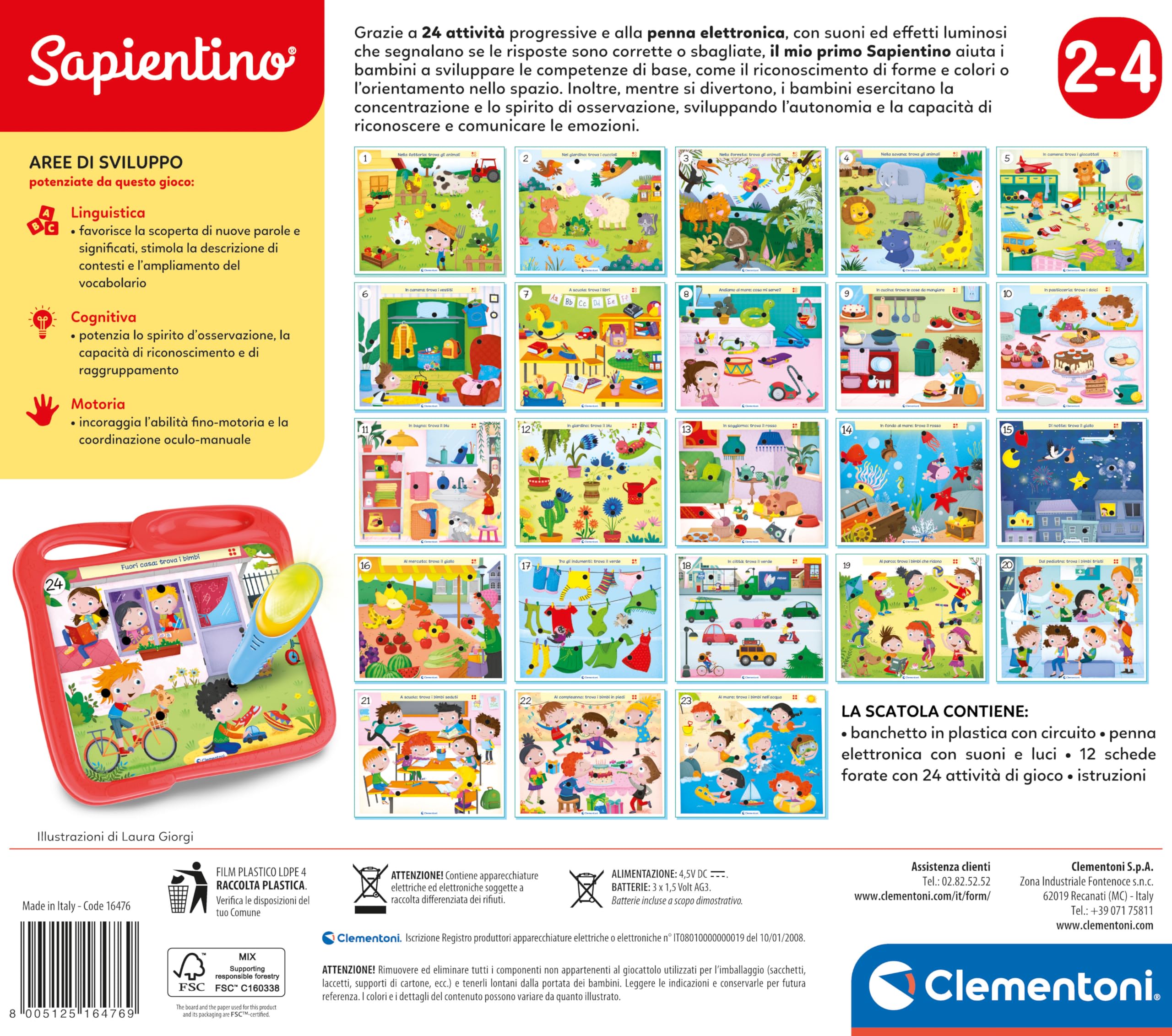 Clementoni – Mon Premier Sapientino – Le Monde Autour De Moi – 24 Activités – Stylo Interactif – Dès 2-4 Ans – Fabriqué En Italie