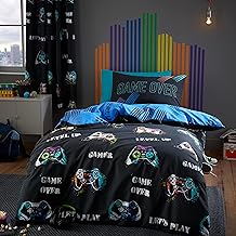 Catherine Lansfield Bedding Game Over Single Duvet Cover Set with Pillowcases Black