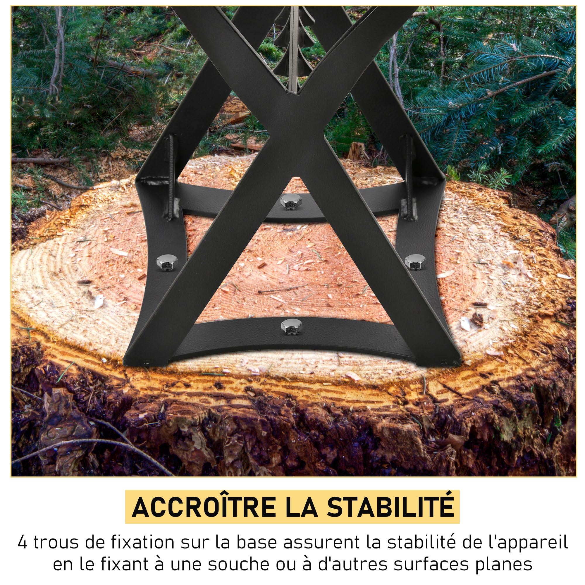 Outsunny Fendeur de bois de chauffage fendeuse à bois manuelle en acier 24,4 x 20,8 x 37,4 cm noir