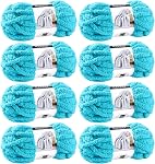 Chunky Chenille Yarn for Hand Knitting 8 Jumbo Pack Jumbo Chunky Yarn for Hand Soft Blanket Knitting, Bulky Thick Fluffy Yarn for Crocheting (Pink)