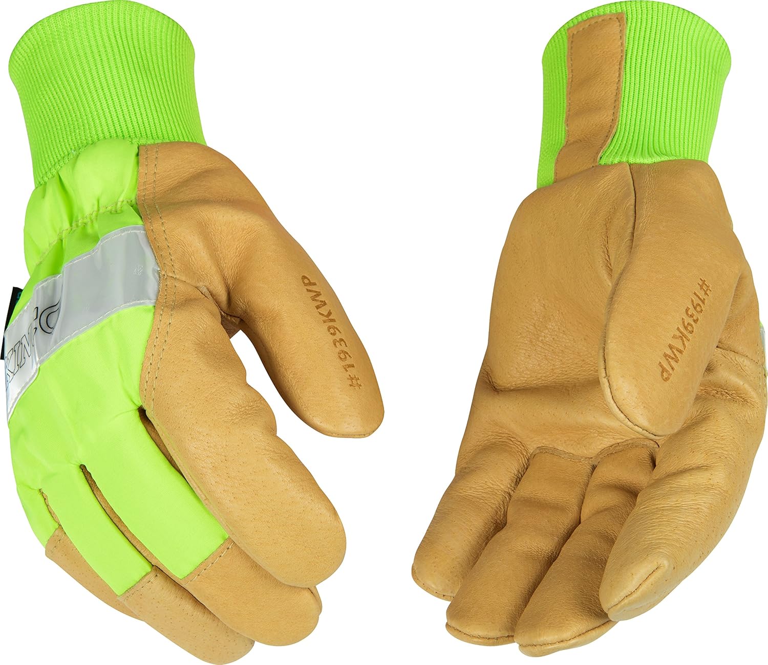 Kinco Green Hi-Vis Lined Pigskin Leather Work Gloves (Style No. 1939KWP)