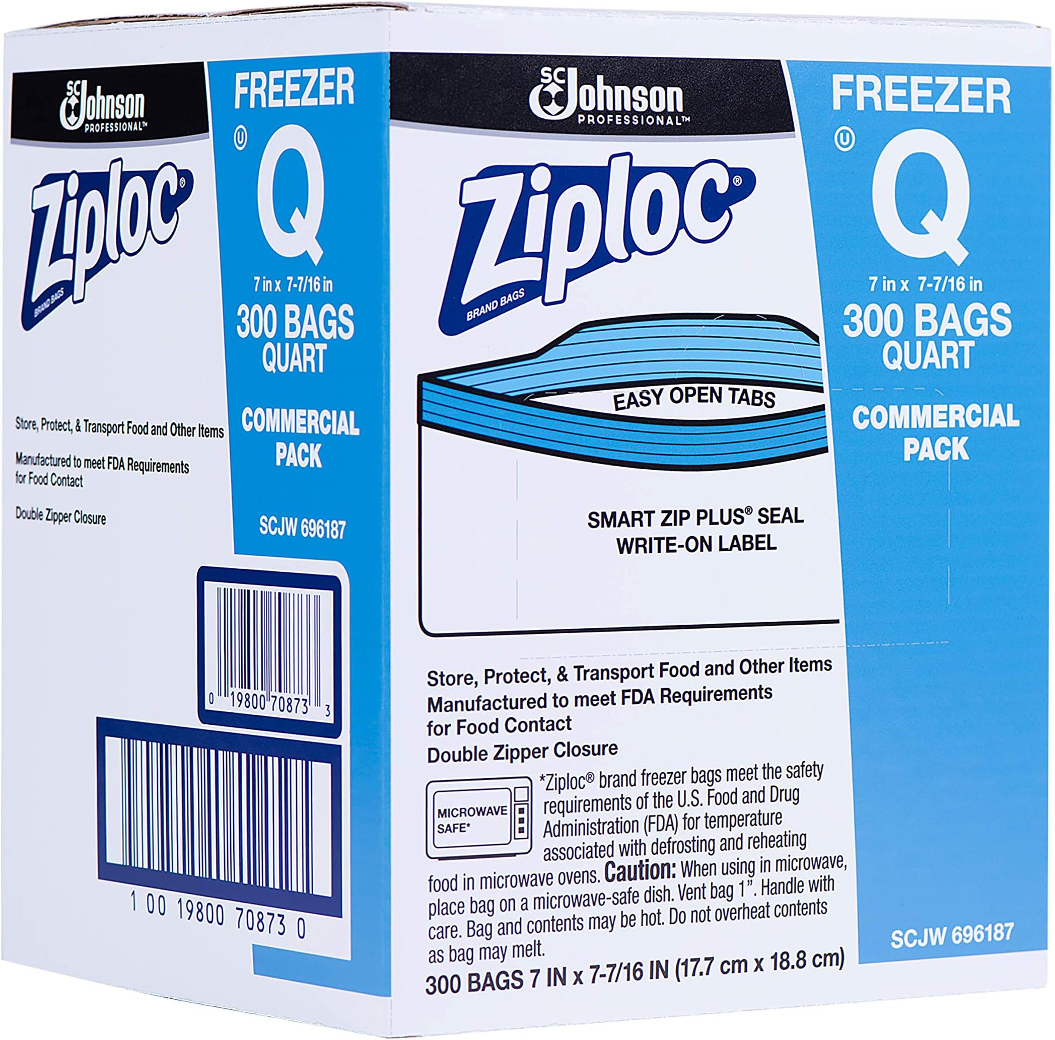 Ziploc Sc Johnson Professional Ziploc Freezer Bags, Quart, 300 Count