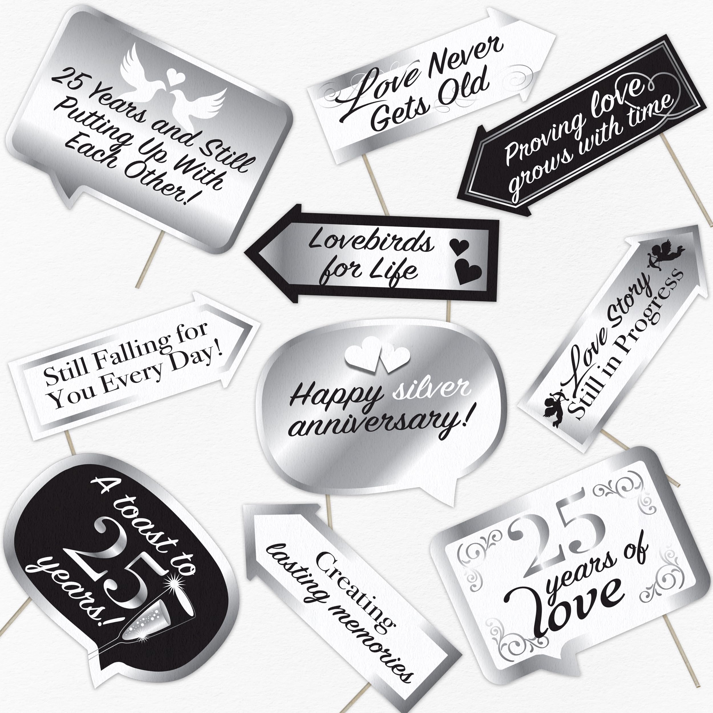25th Wedding Anniversary Photo Booth Props - Love Never Gets Old Themed Party Decorations - We Still Do Photography Supplies - Selfie Props with