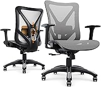Vista 10 de Silla de oficina ergonómica, sillas de escritorio de malla para computadora con soporte lumbar ajustable, reposabrazos 3D, función de inclinación