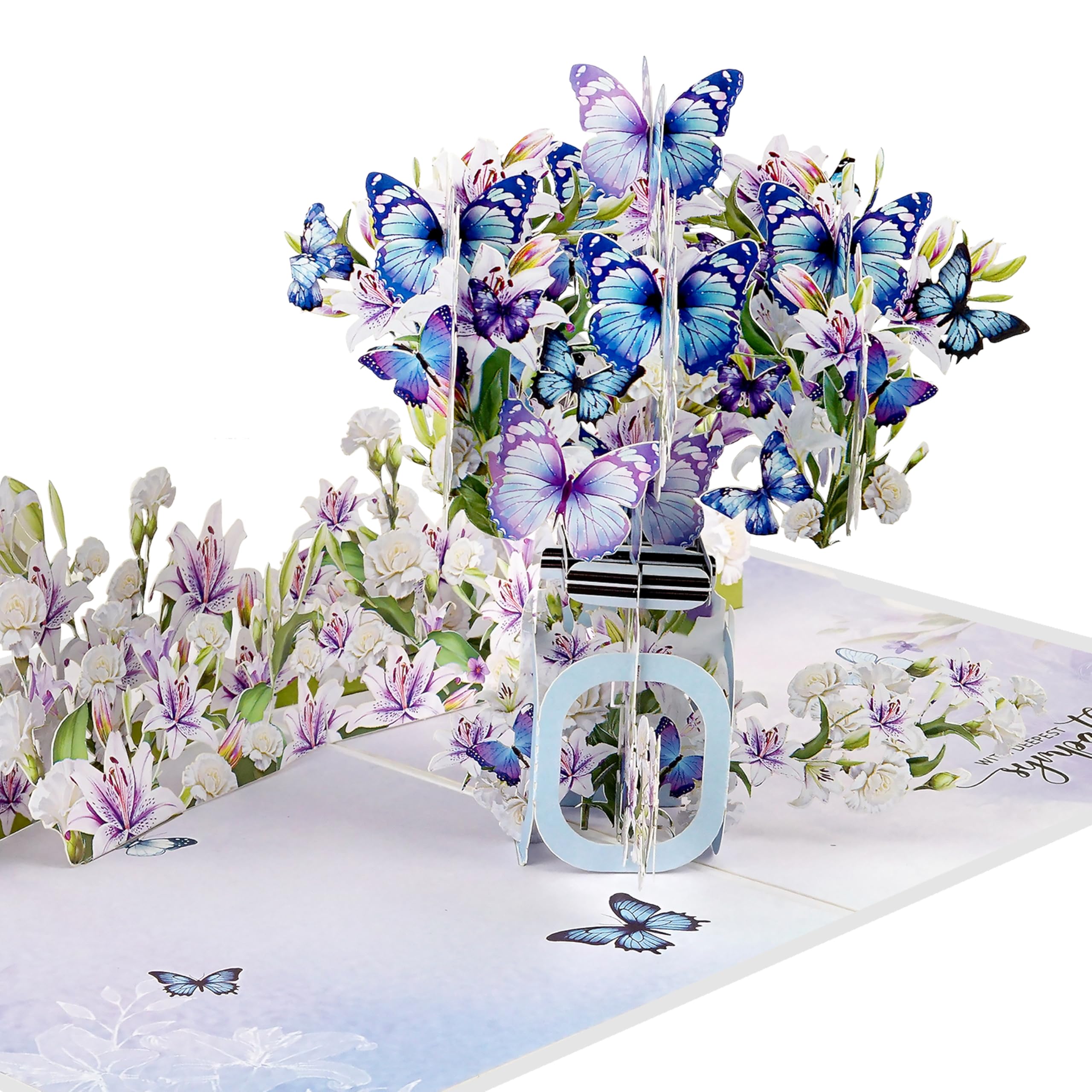 QD Sympathy Cards | Pop Up Greeting Card, With Deepest Sympathy Card Loss of Pet, Mom, Mother, Father, Dad, Child, Grandma, Thinking Of You Card (Size 15x20 cm – Butterflies Bottle)