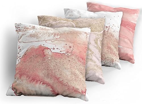 Miniatura 9 de Ambesonne Paquete de 4 fundas de cojín con estampado de mármol, adorno de manchas y pinceladas de color pastel, arte moderno, impresión digital de