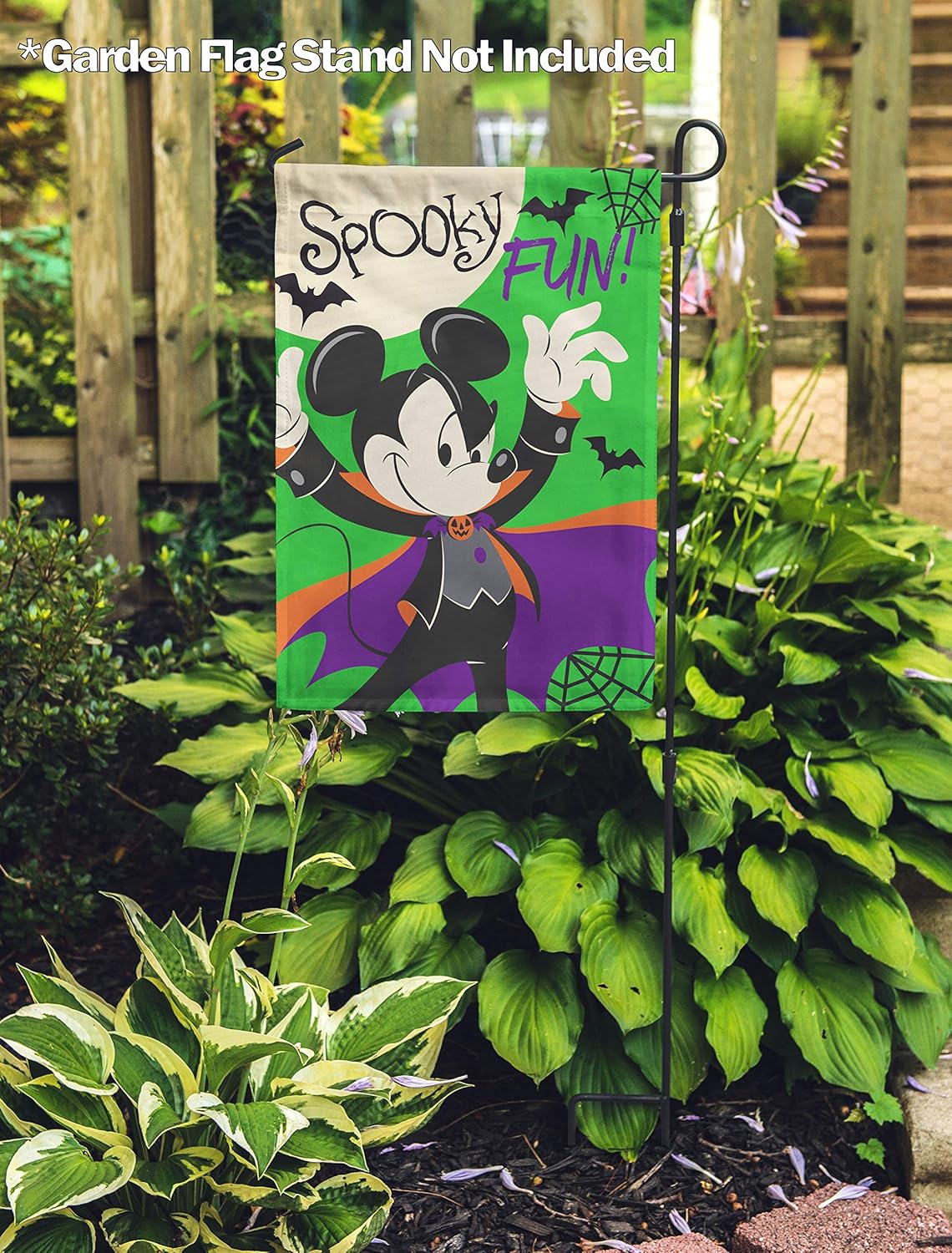 Flagology, Disney Spooky Fun Mickey – Garden Flag 12" x 18", Exclusive Fabric, Officially Licensed Disney, Halloween