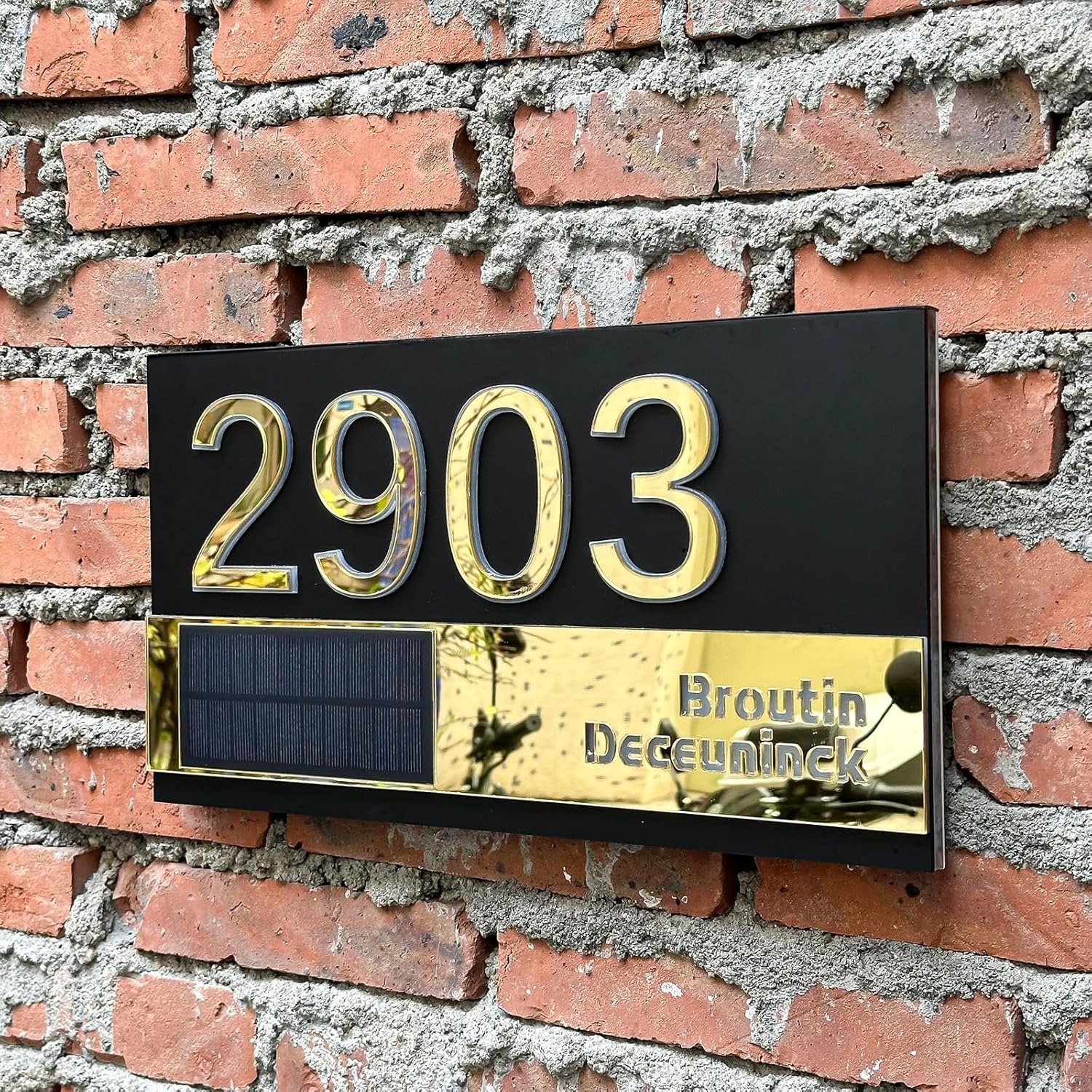 Personalised Solar Power Backlit House Number Plaque Acrylic LED Exterior House Numbers Outdoor Address Door Sign Street Solar Sign Plate