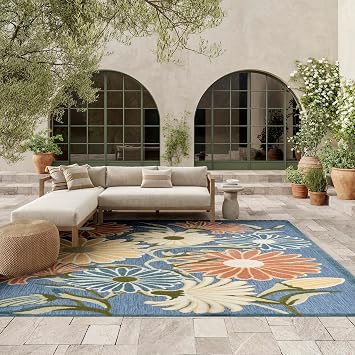 Nourison Home Aloha Blue Sage 9 x 12 Area Rug - Easy Clean, Non Shedding, Bed Room, Living Room, Dining Room, Kitchen 9 x 12