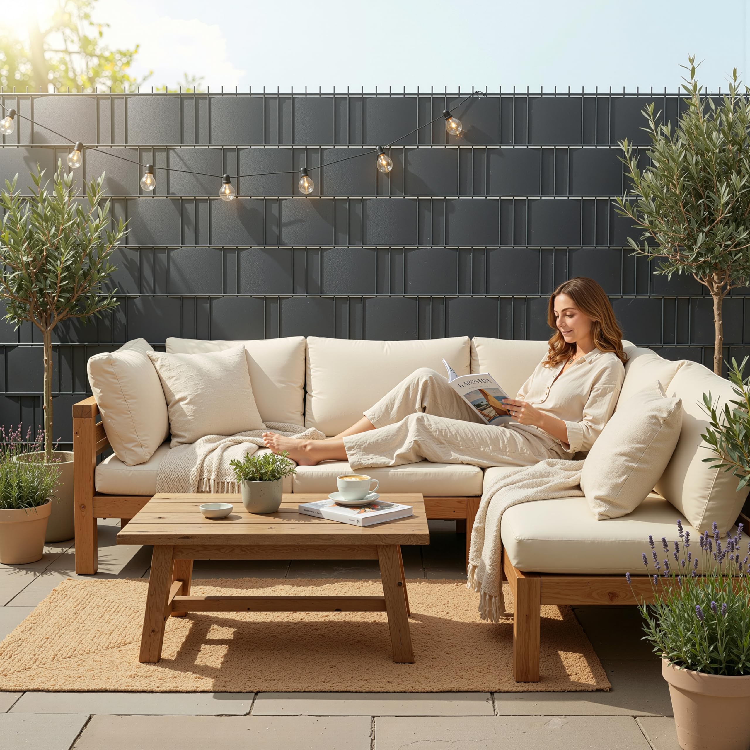 Sillar Frangivista Recinzione in PVC, Rotolo Frangivista Giardino 105m (3 pezzi-35 m x 19 cm), 450 g/m², Grigio Scuro, con Clip, Resistente UV e Intemperie, per Balcone Terrazza Esterno