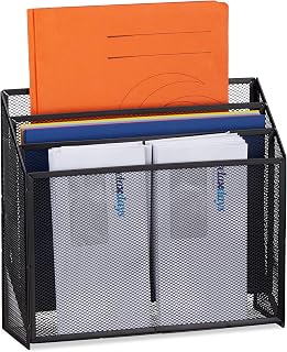 Relaxdays Dokumentenhalter, stehender Briefhalter mit 3 Ablagen, schwarz