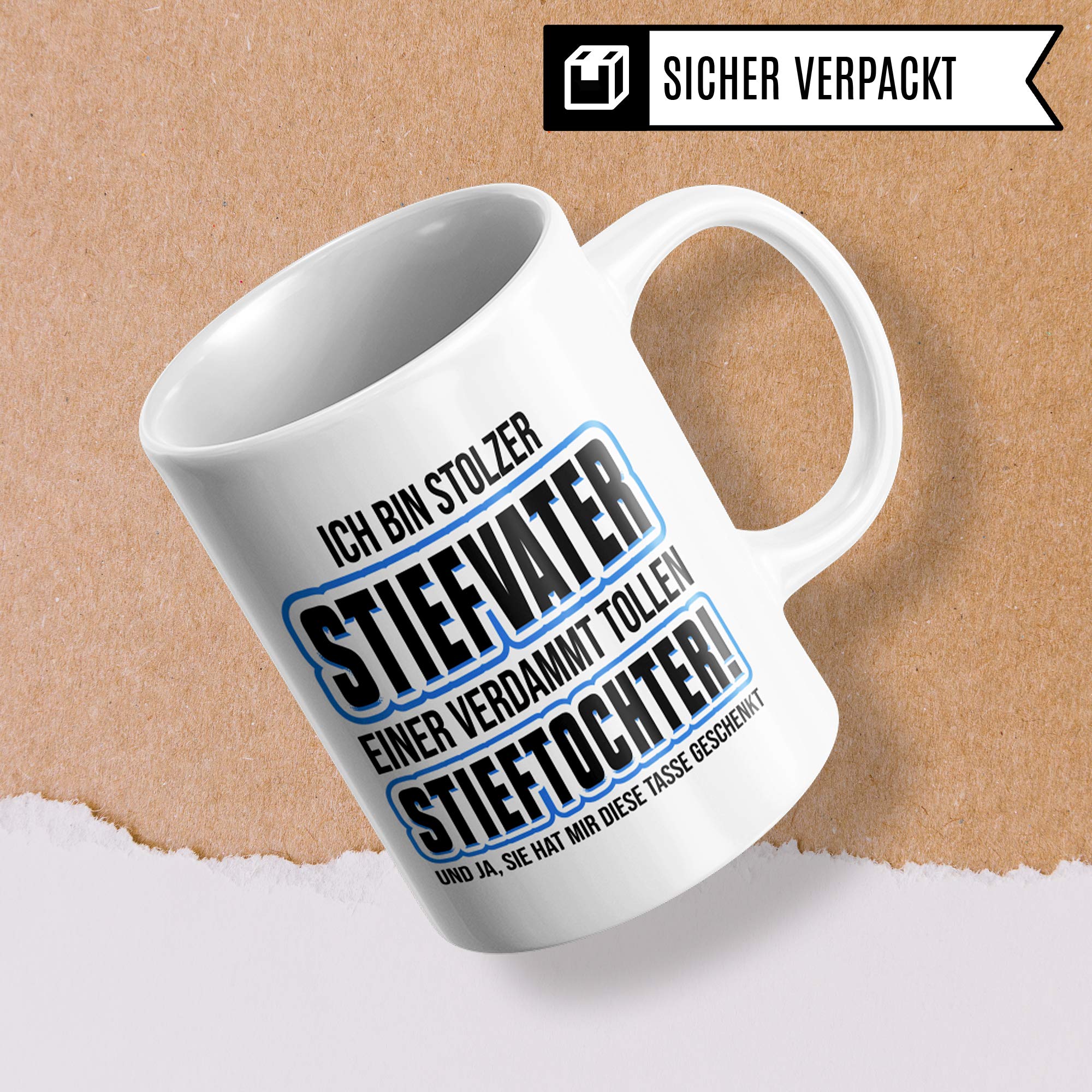 Stiefvater - Tazza Regalo Per Papà Con Scritta In Tedesco "Bonus Papa", 330 Ml, Bianca, Stampata Su Entrambi I Lati, Lavabile In Lavastoviglie