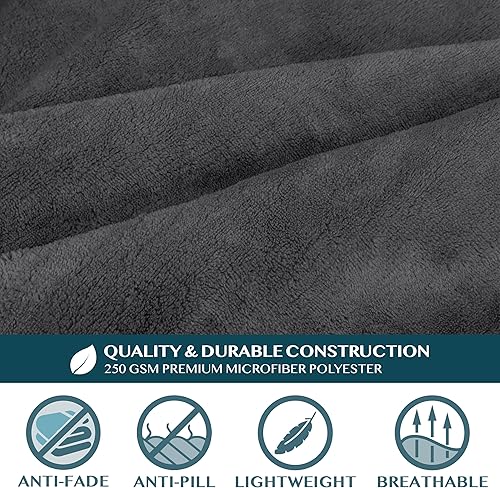 Miniatura 8 de PAVILIA Manta con mangas para adultos, mujeres y hombres, manta suave y cálida de forro polar, manta de regalo Negro -,Marrón,Burrito Beige,Carbón