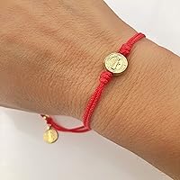 Vista 2 de St Benedict Coin Medal on Adjustable Red Cord Wrist Adjustable Bracelet