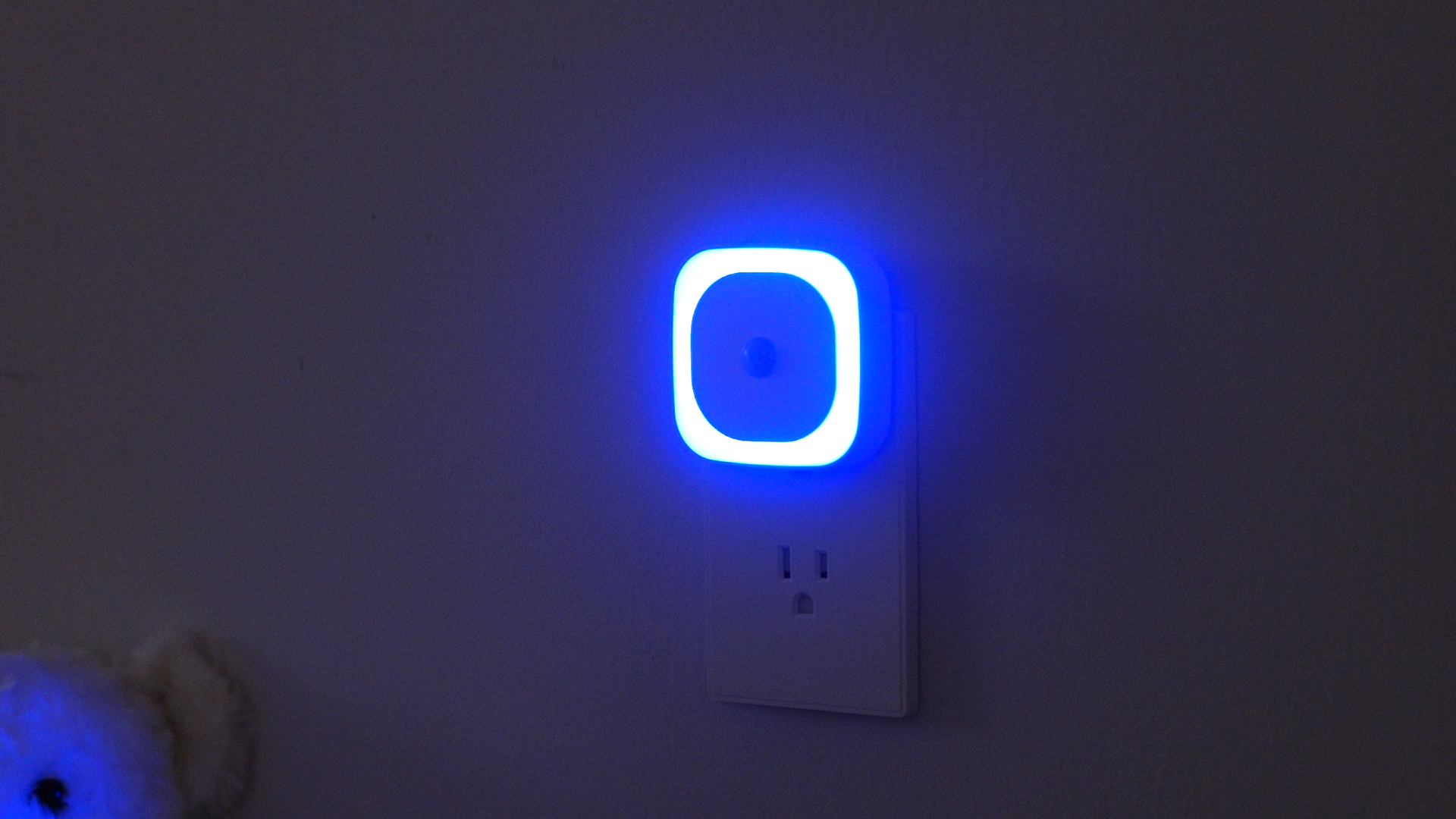 Image of YUNLEX 2 Pack Plug in Night Light with Motion Sensor & Dusk to Dawn Sensor, 3 in 1 Blue Night Lights Plug into Wall, Dimmable Nightlight for Bathroom, Bedroom